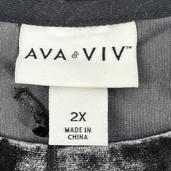 Ava And Viv Women's Size 2X Top Casual Velvet Cropped Black New With Tags - Picture 5 of 13
